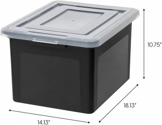 IRIS USA 4-Pack 35 Qt. Letter/Legal File Box with Latching Lid, Black
