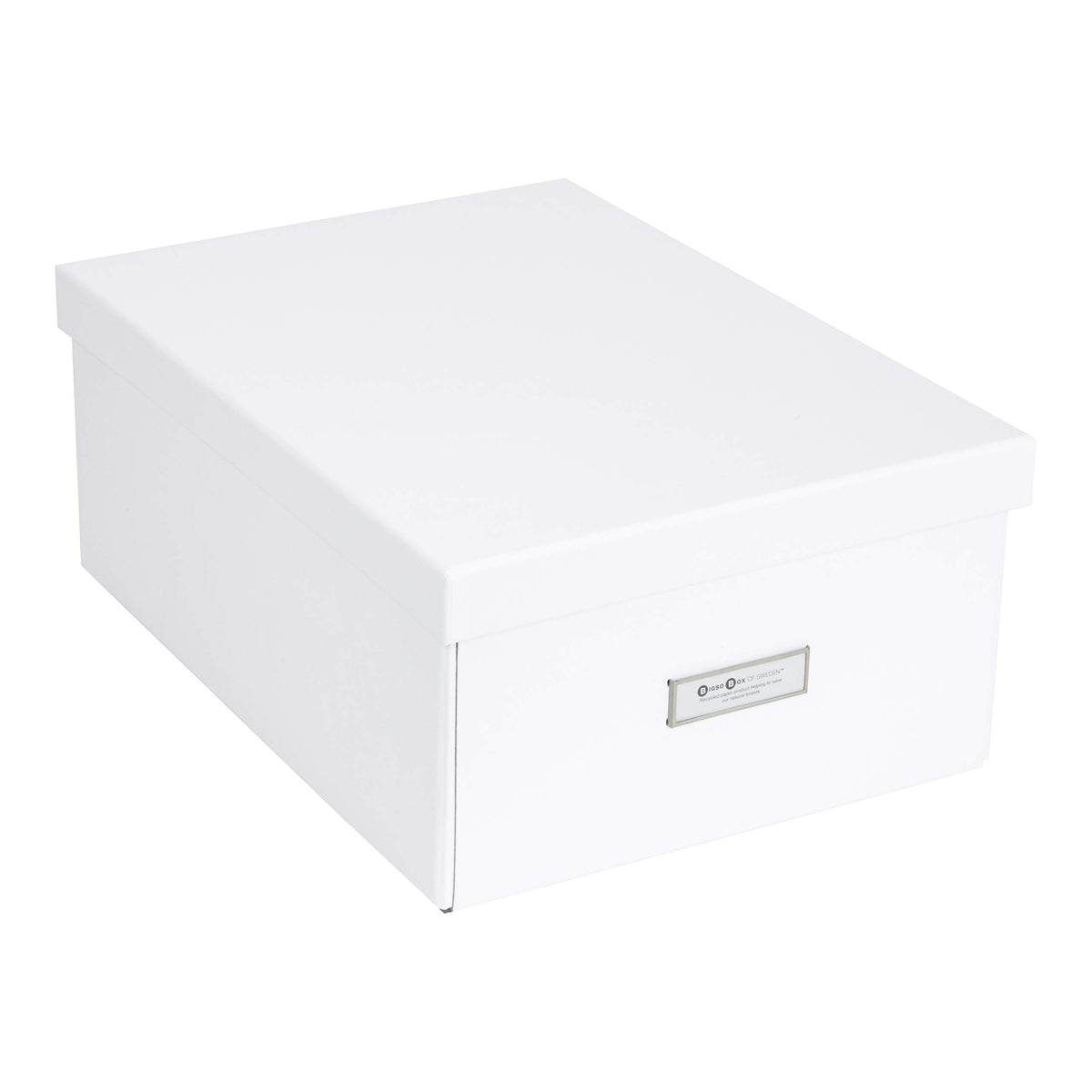 Bigso Box of Sweden Katia Collapsible Storage Box with Labelframe for Easy Identification - Simple Assembly Without Tools - Decorative Storage Boxes with Lids - 11.3in x 15.4in x 6.4in - White