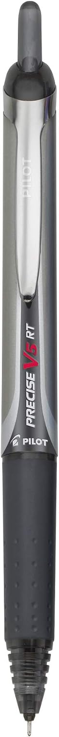 PILOT Precise V5 RT Retractable Rollerball Pens, 0.5mm, Black, 6-Pack