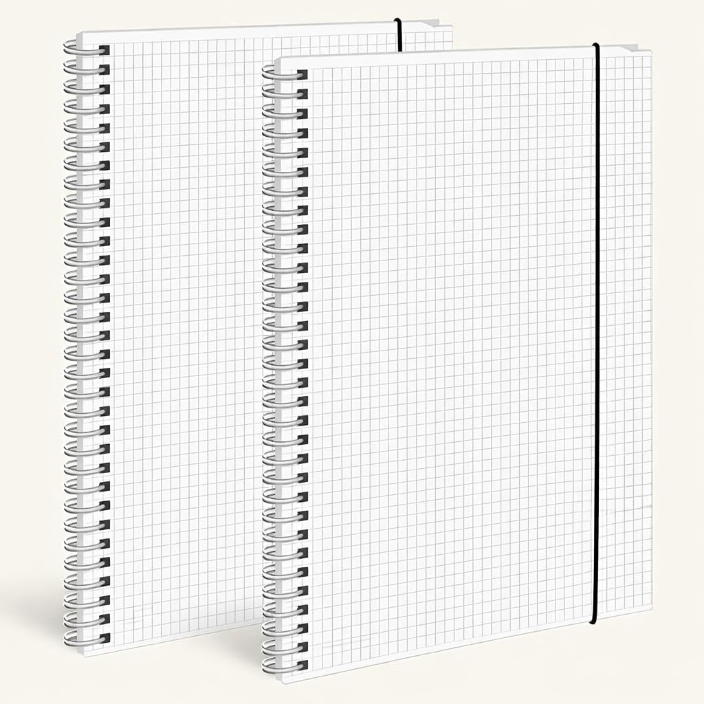 BESARME 2 Pack Graph Paper Spiral Notebooks, 8.5 x 11 In, 80 Sheets