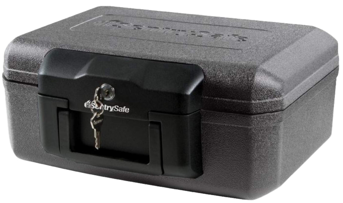 SentrySafe Fireproof Safe Box with Key Lock, Chest Safe with Carrying Handle to Secure Money, Jewelry, Documents, 0.25 Cubic Feet, 6.3 x 15.3 x 12.1 Inches, 1160