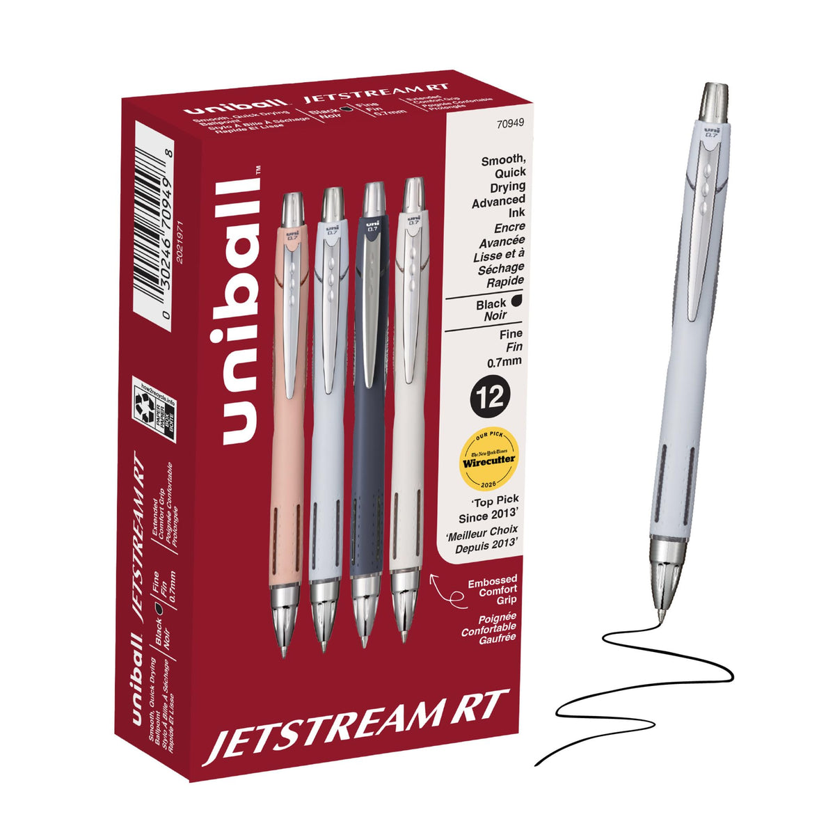 uniball Jetstream RT Ballpoint Pens, Fine Point (0.7mm), Black (Pack of 24)
