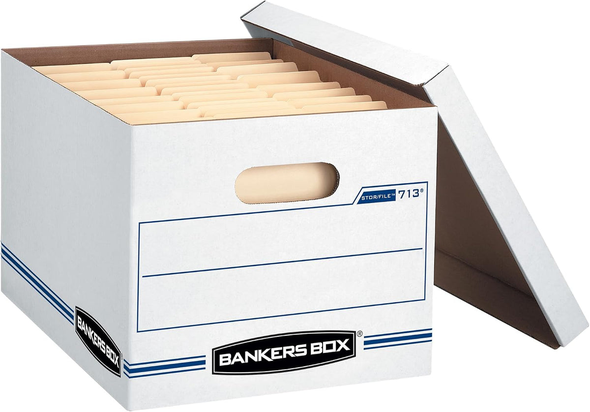 Bankers Box 12-Pack Basic-Duty File Storage Box with Lid, Letter/Legal