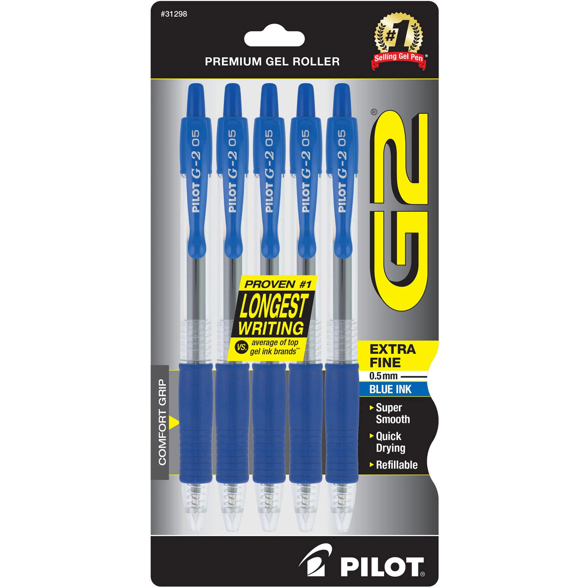 PILOT G2 Premium Gel Pens, Extra Fine Point 0.5mm, Assorted Inks, 5-Pack