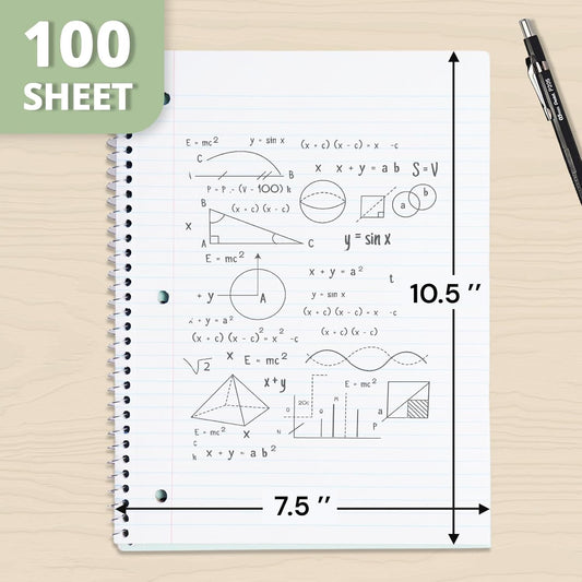 ONAVIA 1 Subject Spiral Notebook College Ruled 5 Pack, 140 Pages, Assorted
