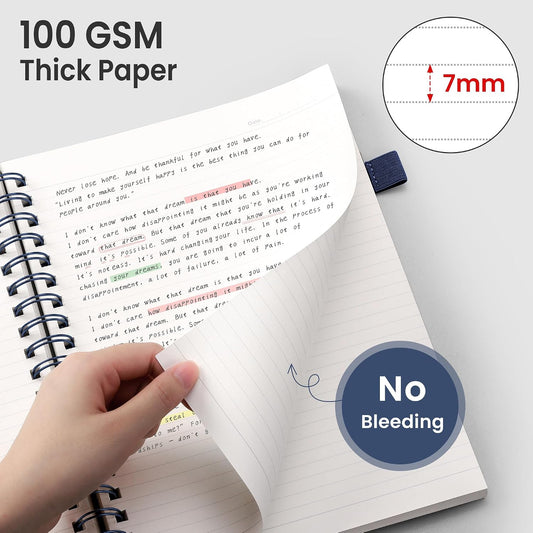 EMSHOI Lined Spiral Journal Notebook, 300 Pages, B5 Size (7.4'' x 10.1'')