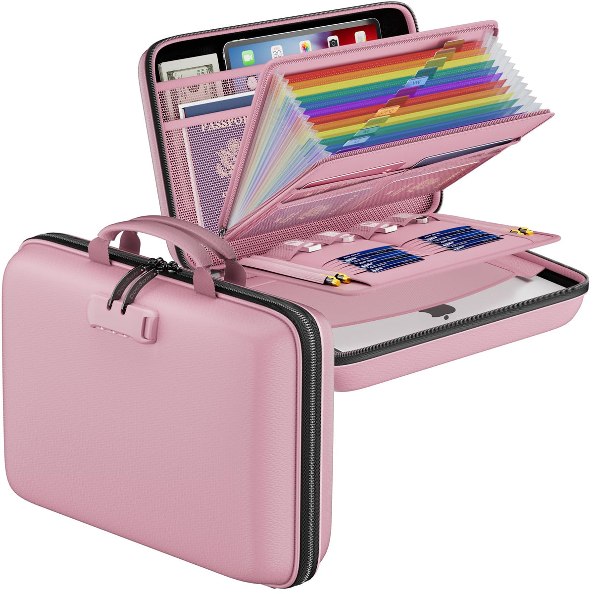DocSafe Fireproof Document Box Hard Case with Lock & Accordion File Folder
