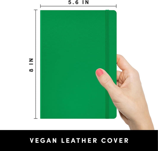 PAPERAGE Lined Journal Notebook, Hardcover Journal for Women & Men, 160 Pages, (5.6 in x 8 in), College Ruled Journaling Notebook for Work, School Supplies & Note Taking, (Green)