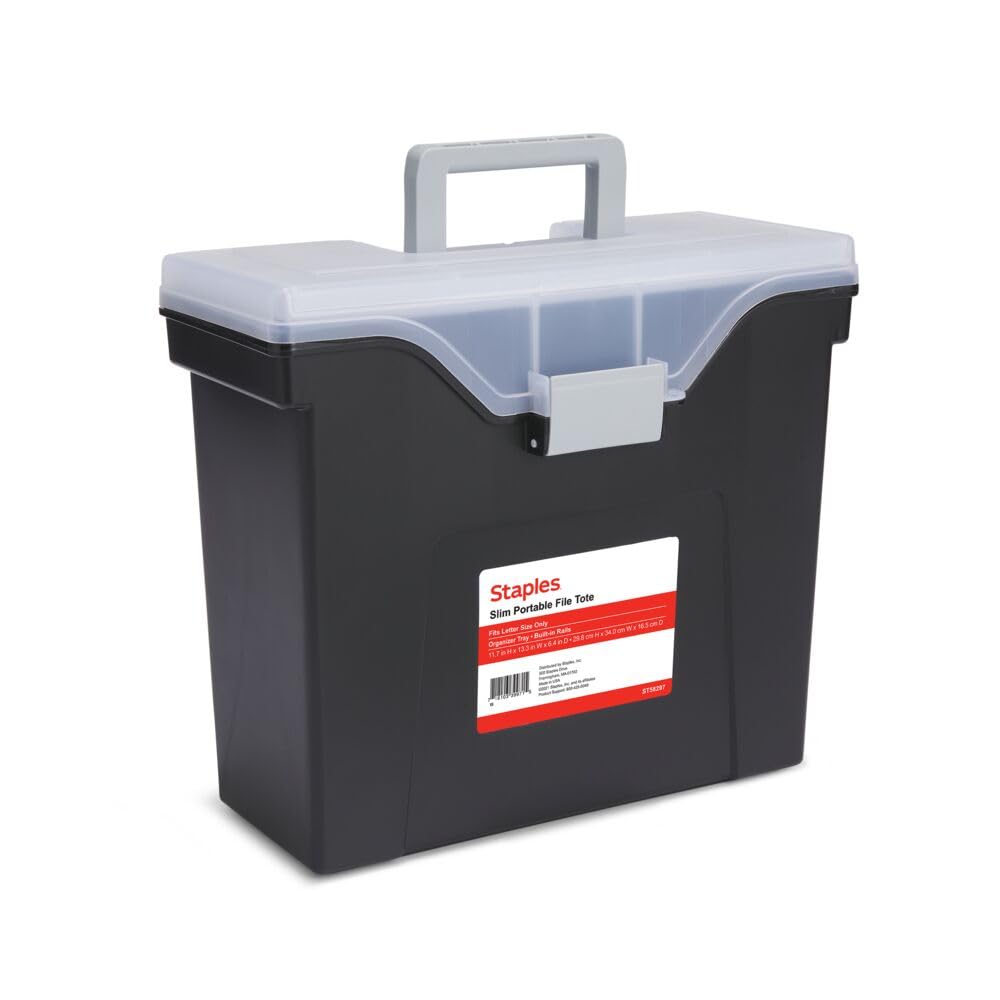 Staples File Folder Tote, Portable Filing Box for Letter Size Hanging Files