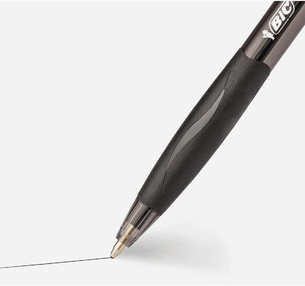 BIC Glide Black Retractable Ballpoint Pens, Medium Point, 1.0mm, 2-Pack