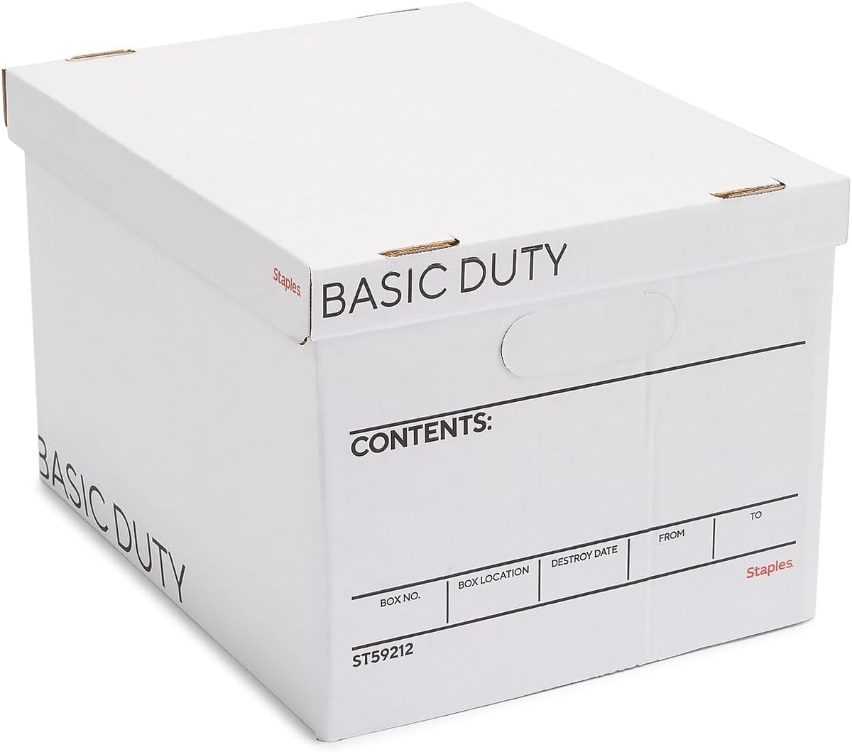 Staples Storage & Filing Box, Basic-Duty with Handles & Removeable Lid, Letter & Legal Size Documents, Stackable, 20-Pack, White/Black