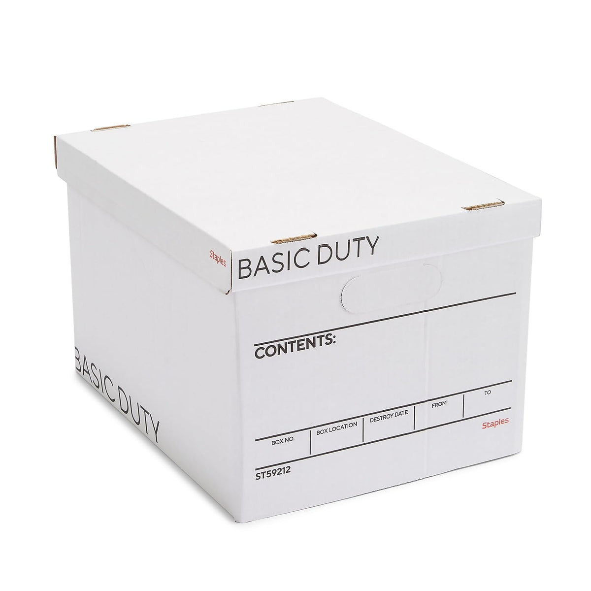 Staples Storage & Filing Box, Basic-Duty with Handles & Removeable Lid, Letter & Legal Size Documents, Stackable, 20-Pack, White/Black
