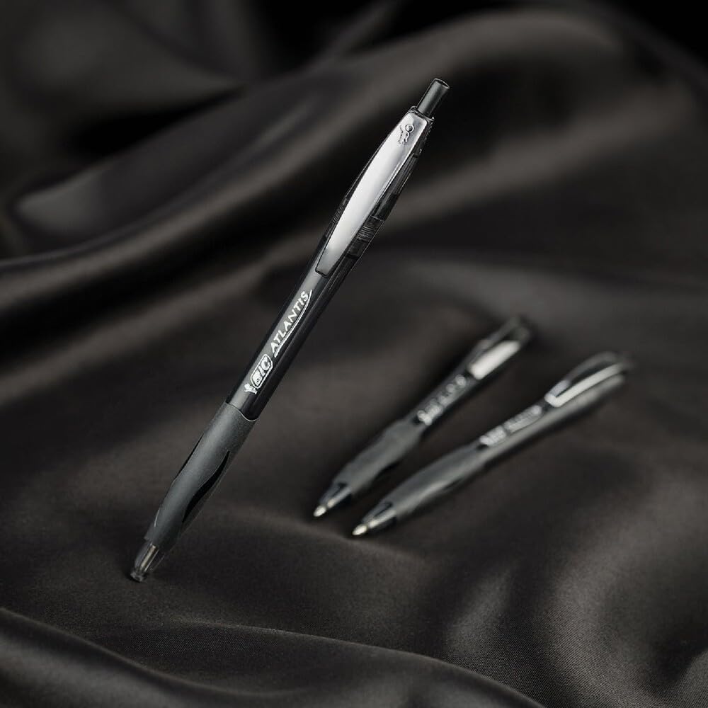 BIC Glide Black Retractable Ballpoint Pens, Medium Point, 1.0mm, 2-Pack