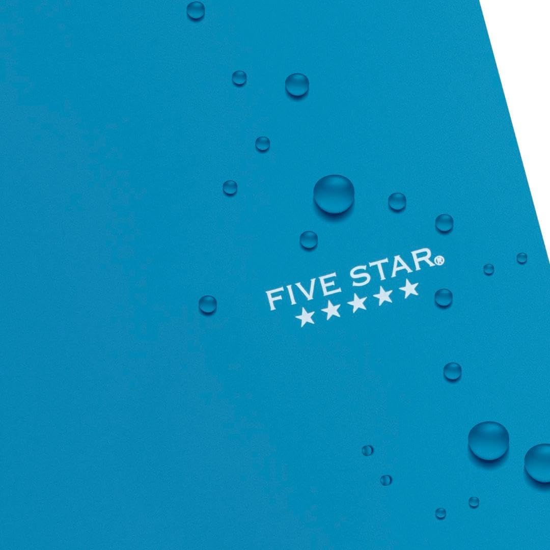 Five Star Spiral Notebook + Study App, 1 Subject, Wide Ruled Paper, 8" x 10-1/2", 100 Sheets, Fights Ink Bleed, Water Resistant Cover, Tidewater Blue (72875)