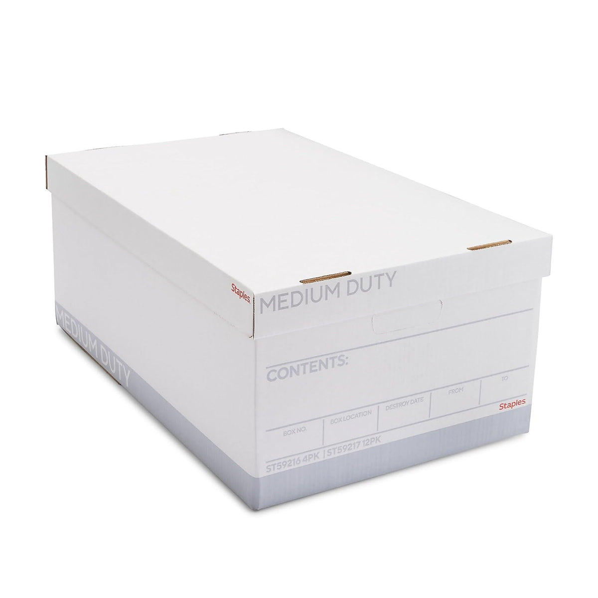 Staples Storage & Filing Box, Basic-Duty with Handles & Removeable Lid, Letter & Legal Size Documents, Stackable, 20-Pack, White/Black