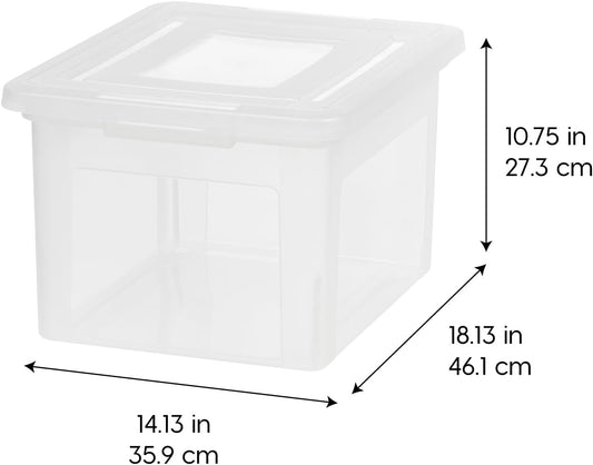 IRIS USA 35 Qt. Letter/Legal File Box with Latching Lid, Clear