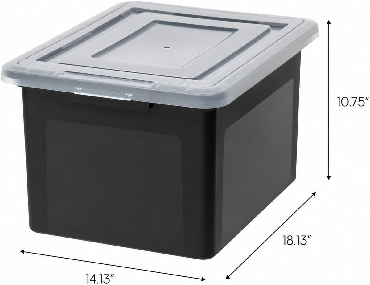 IRIS USA 4-Pack 35 Qt. Letter/Legal File Box with Latching Lid, Black