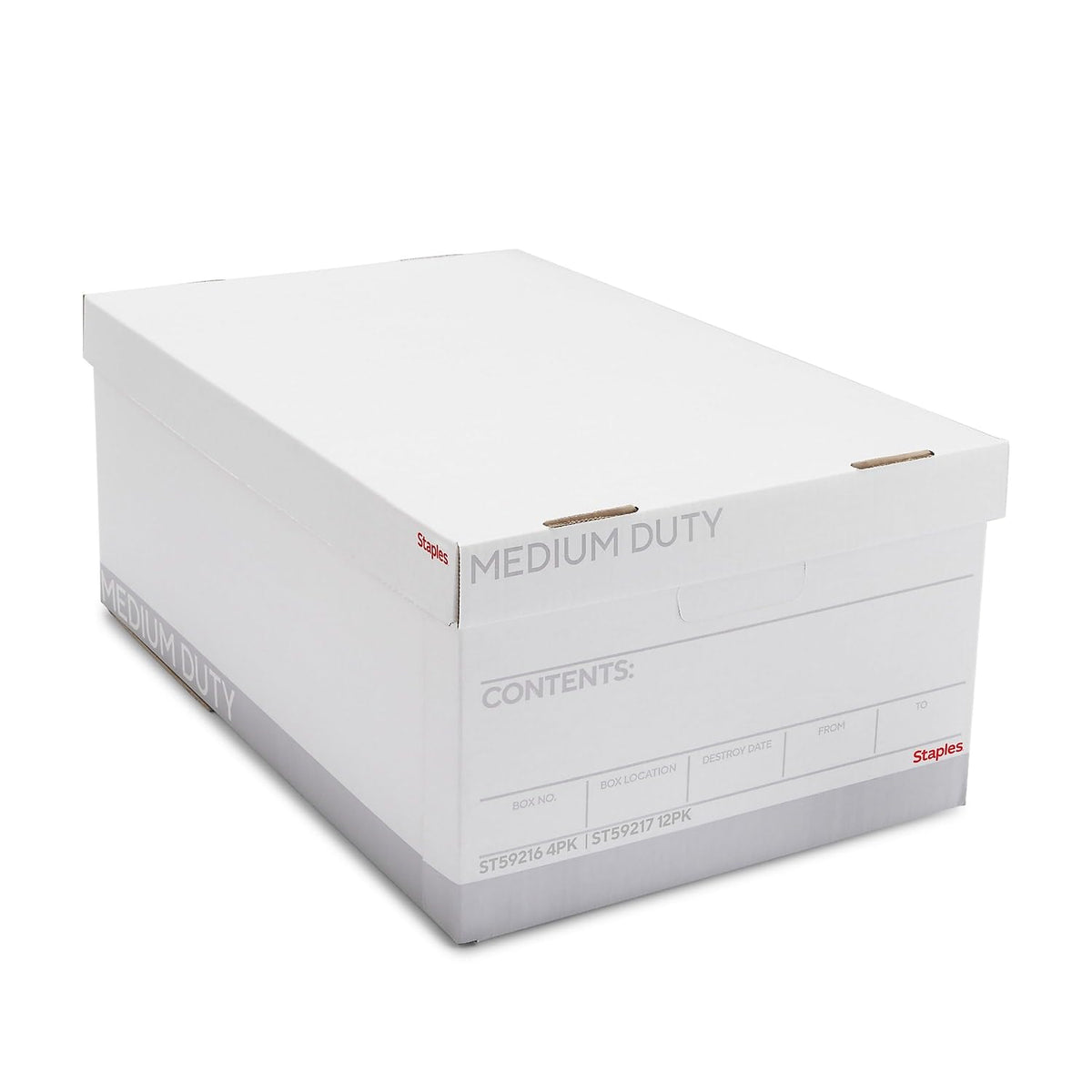 Staples Storage & Filing Box, Basic-Duty with Handles & Removeable Lid, Letter & Legal Size Documents, Stackable, 20-Pack, White/Black