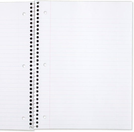 Mead Spiral Notebook, 6 Pack, 1 Subject, Wide Ruled Paper, 7-1/2" x 10-1/2", 70 Sheets per Notebook, Colors Will Vary (930201-ECM25)