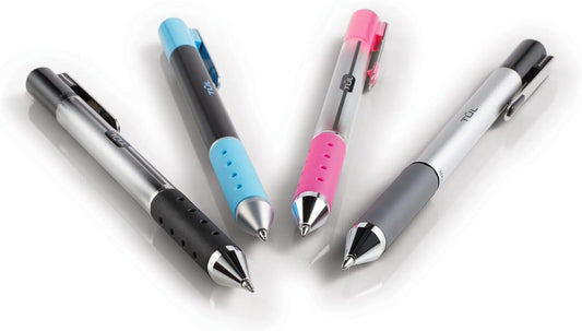 TUL Gel Pens, Retractable, Medium Point, 0.7 mm, Gray Barrel, Black Ink, Pack Of 12