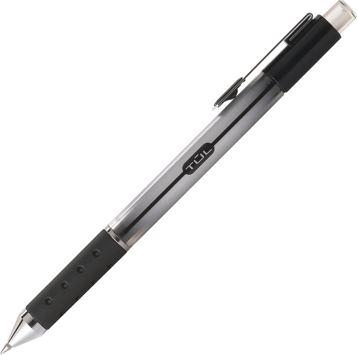TUL Gel Pens, Retractable, Medium Point, 0.7 mm, Gray Barrel, Black Ink, Pack Of 12