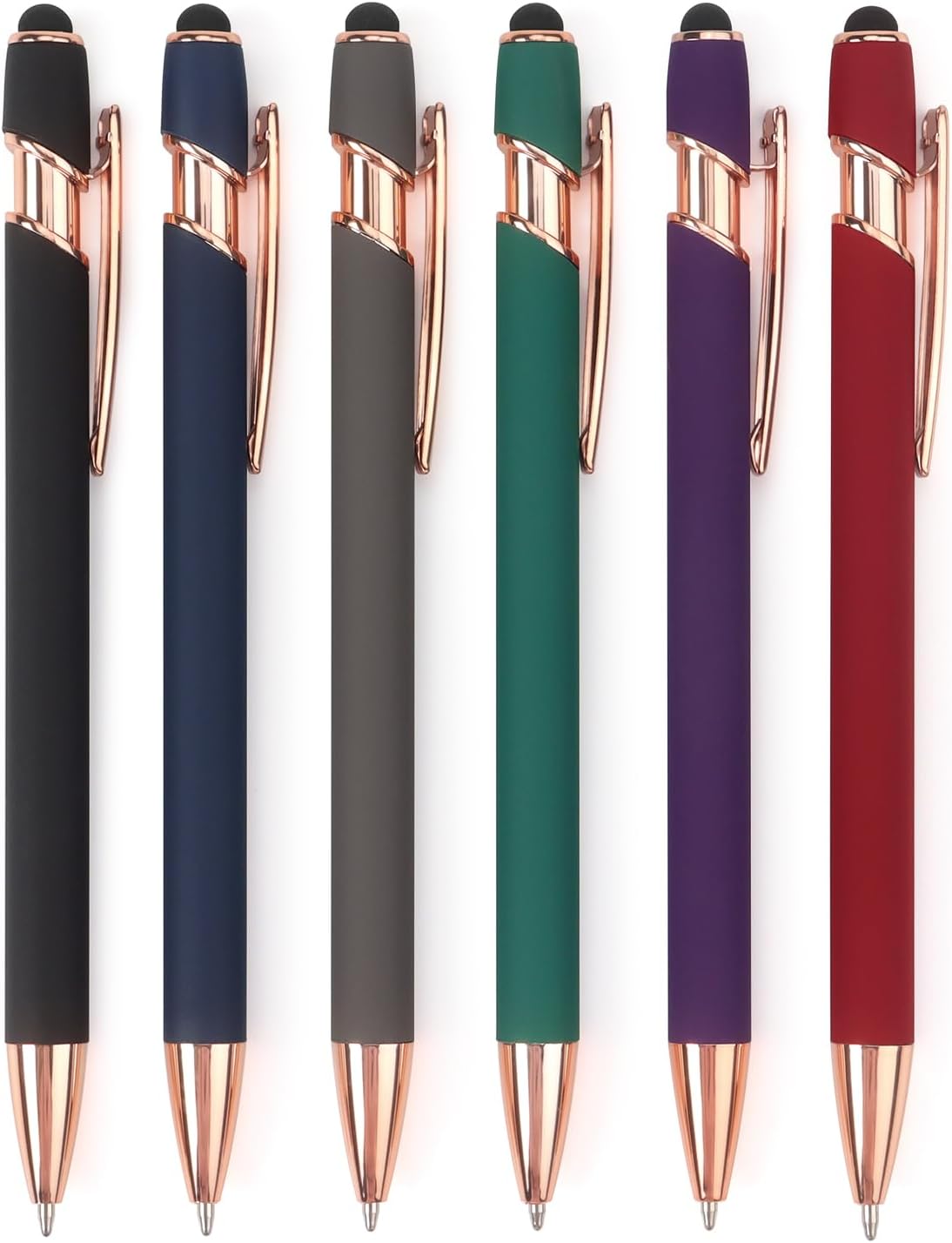 6 Pack Ballpoint Pen 2-in-1 Pen with Stylus tip, 1.0 mm Black Ink