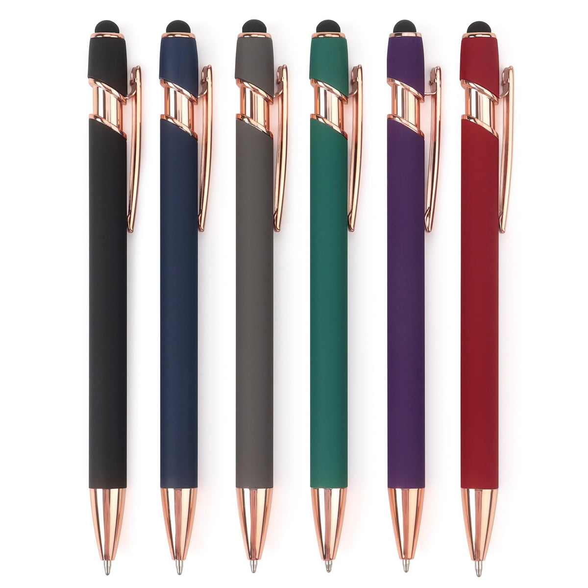 6 Pack Ballpoint Pen 2-in-1 Pen with Stylus tip, 1.0 mm Black Ink