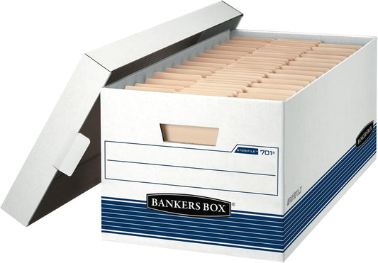 Bankers Box 12-Pack Medium-Duty File Storage Boxes, 24in Letter, FastFold