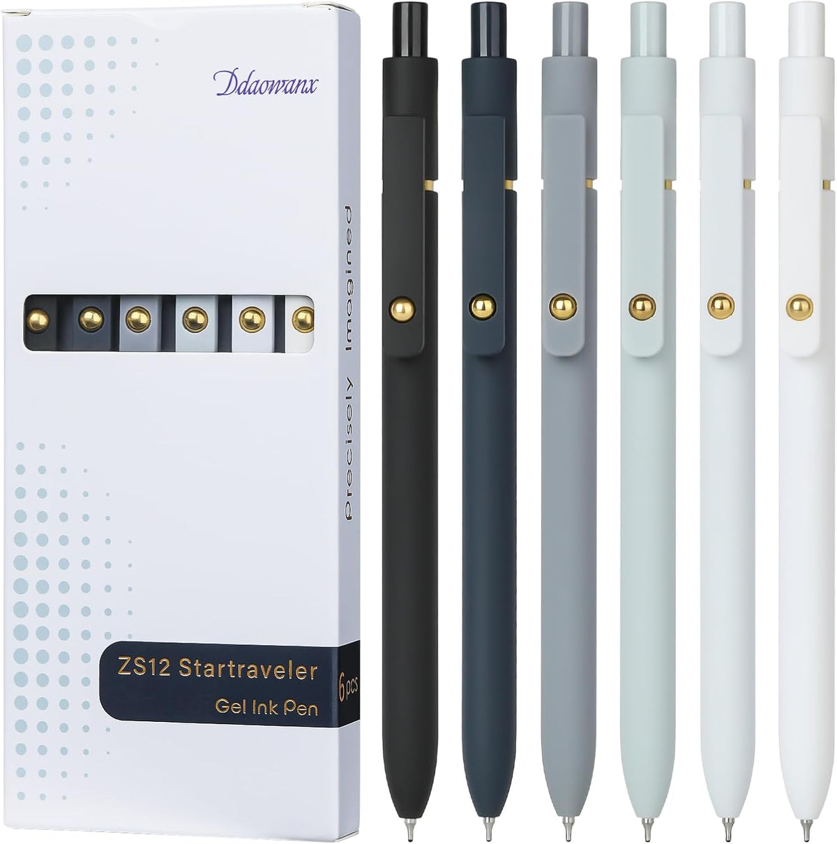 Ddaowanx Gel Pens,6 Pcs 0.7mm Retractable Quick Dry Black Ink Pens