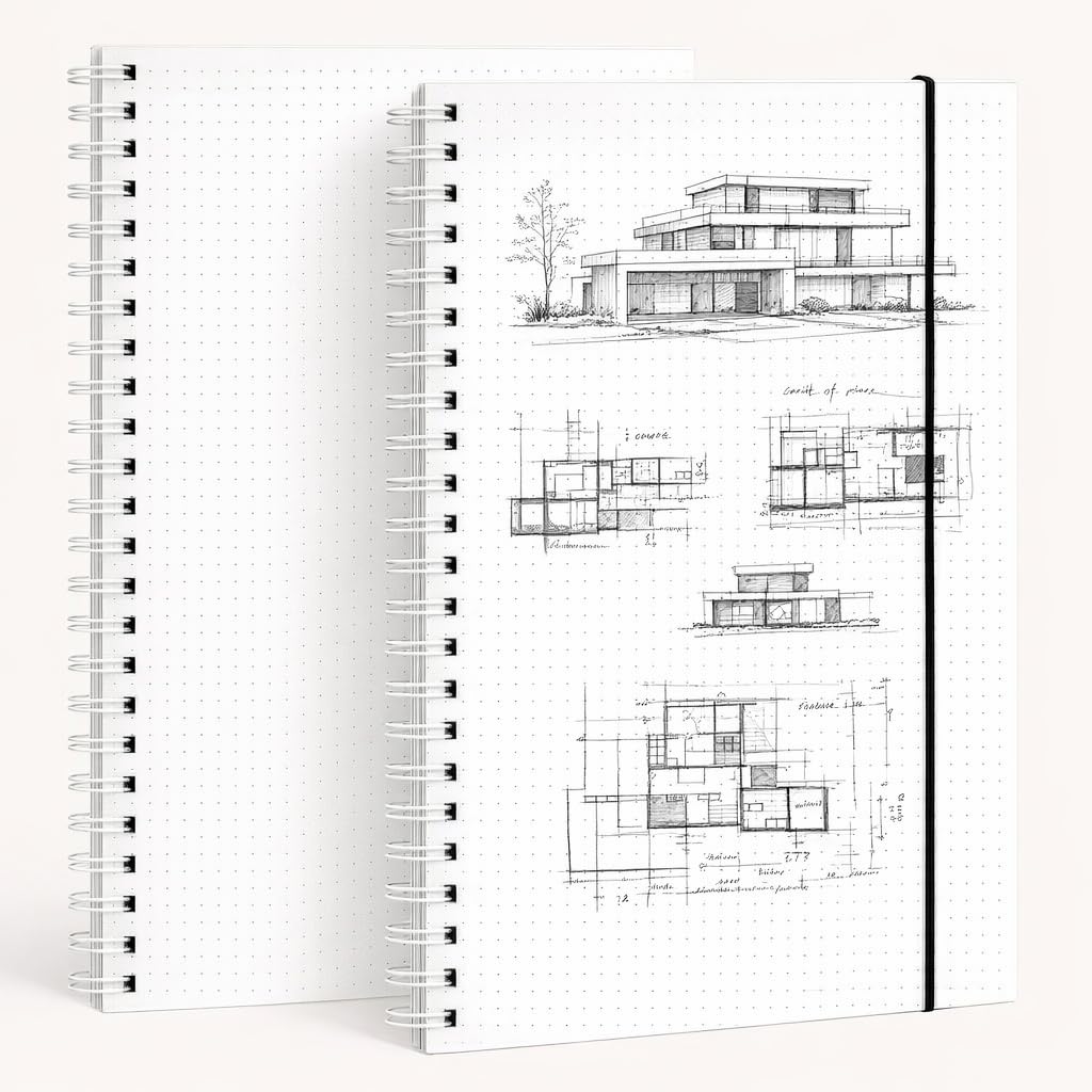 BESARME 2 Pack Graph Paper Spiral Notebooks, 8.5 x 11 In, 80 Sheets