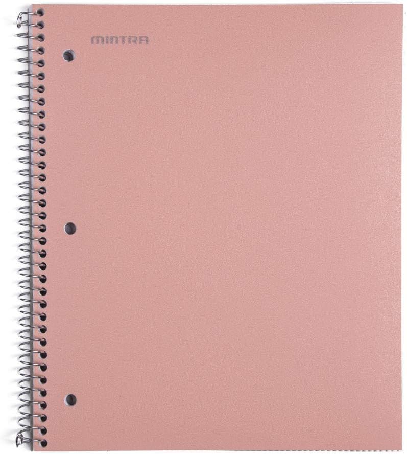 Mintra Office Durable Spiral Notebooks, 1 Subject, (Salmon, Sage Green, Lavender, Wide Ruled 3pk) - 100 Sheets, Poly Pocket, Moisture Resistant Cover, School, Office, Professional