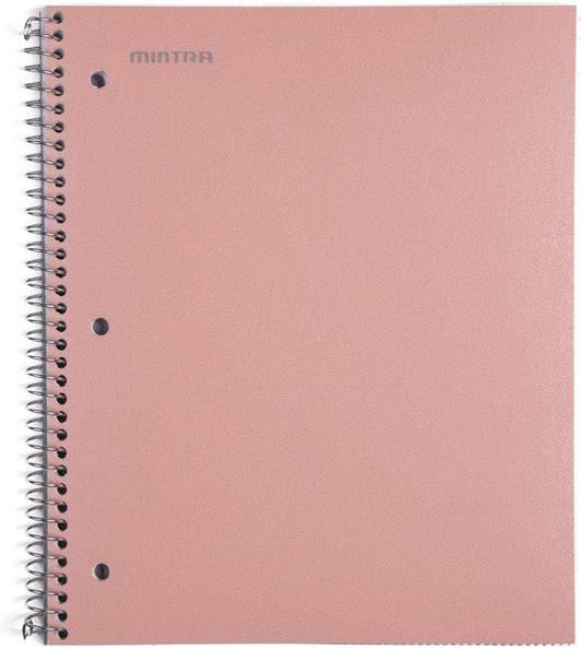 Mintra Office Durable Spiral Notebooks, 1 Subject, (Salmon, Sage Green, Lavender, Wide Ruled 3pk) - 100 Sheets, Poly Pocket, Moisture Resistant Cover, School, Office, Professional