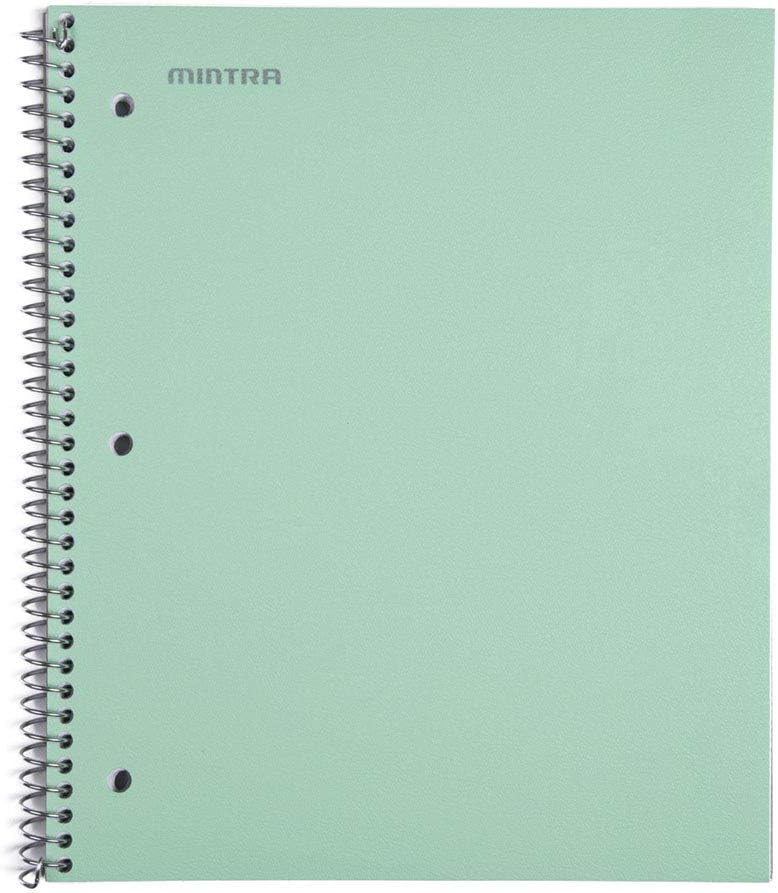 Mintra Office Durable Spiral Notebooks, 1 Subject, (Salmon, Sage Green, Lavender, Wide Ruled 3pk) - 100 Sheets, Poly Pocket, Moisture Resistant Cover, School, Office, Professional