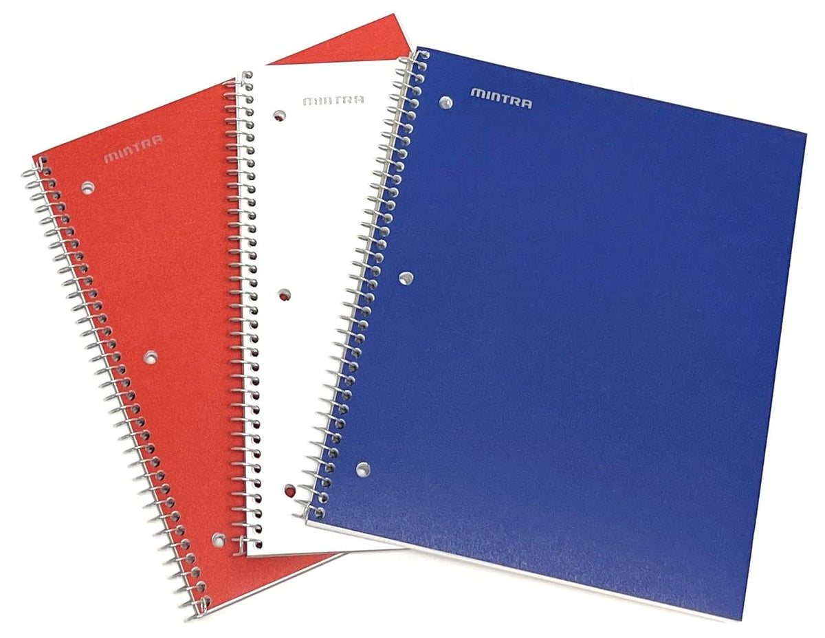 Mintra Office Durable Spiral Notebooks, 1 Subject, (Salmon, Sage Green, Lavender, Wide Ruled 3pk) - 100 Sheets, Poly Pocket, Moisture Resistant Cover, School, Office, Professional
