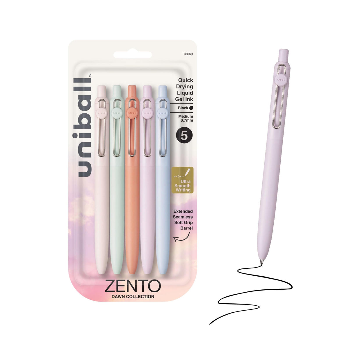 uniball™ Zento Gel Pens, Black Ink, 0.7mm Medium Point, 12 Count