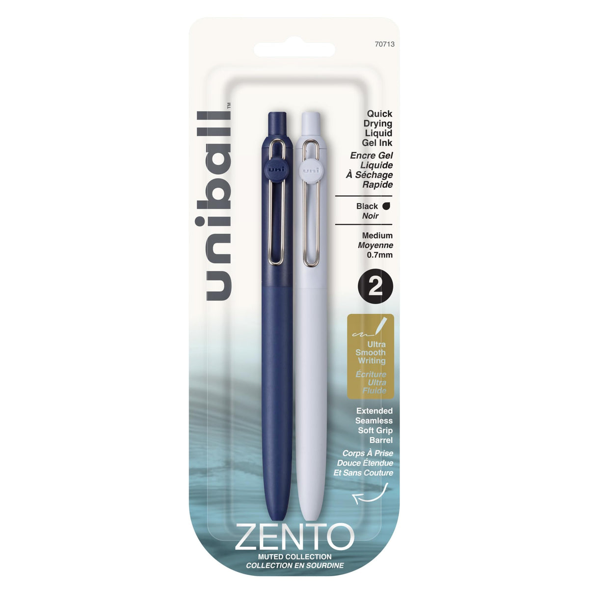 uniball™ Zento Gel Pens, Black Ink, 0.7mm Medium Point, 12 Count