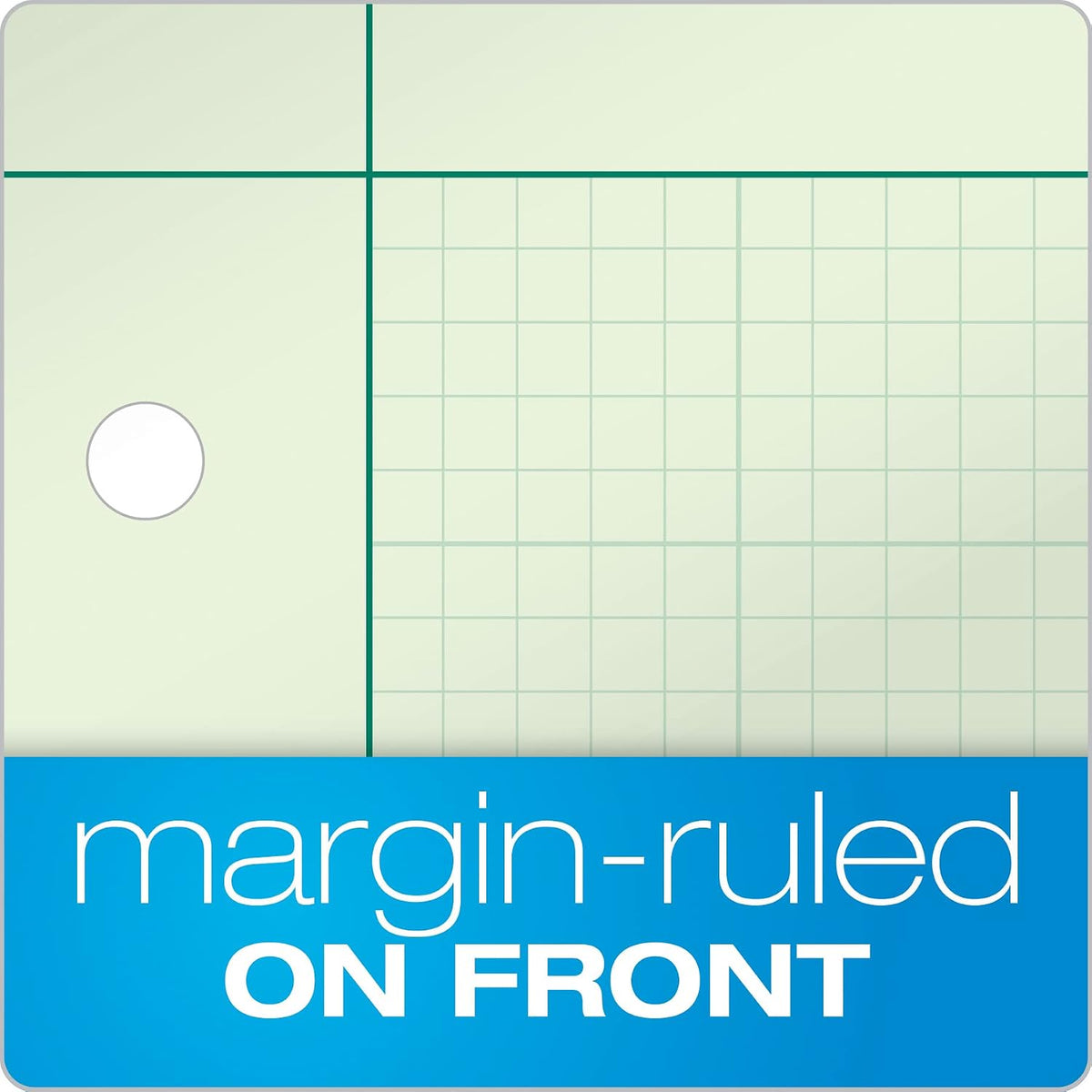 TOPS Engineering Notebooks, Graph Notebooks, 3 Pk Quad Ruled Pad, 8-1/2" x 11", Glue Top, 5 x 5 Graph Rule on Back, Green Tint Paper, 3-Hole Punched, 100 Sheets per Pad (35507A)