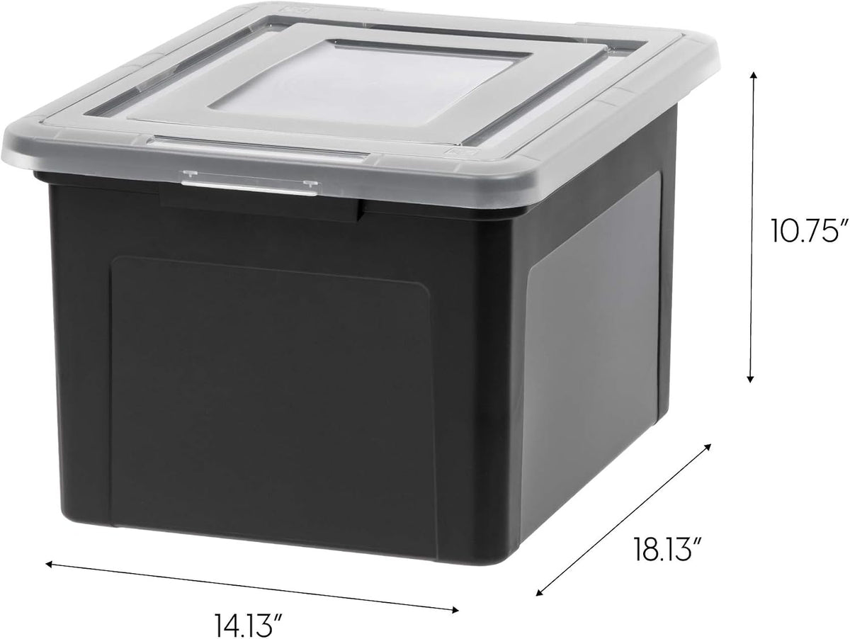 IRIS USA 35 Qt. Letter/Legal File Box with Latching Lid, Black