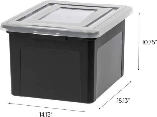 IRIS USA 35 Qt. Letter/Legal File Box with Latching Lid, Black