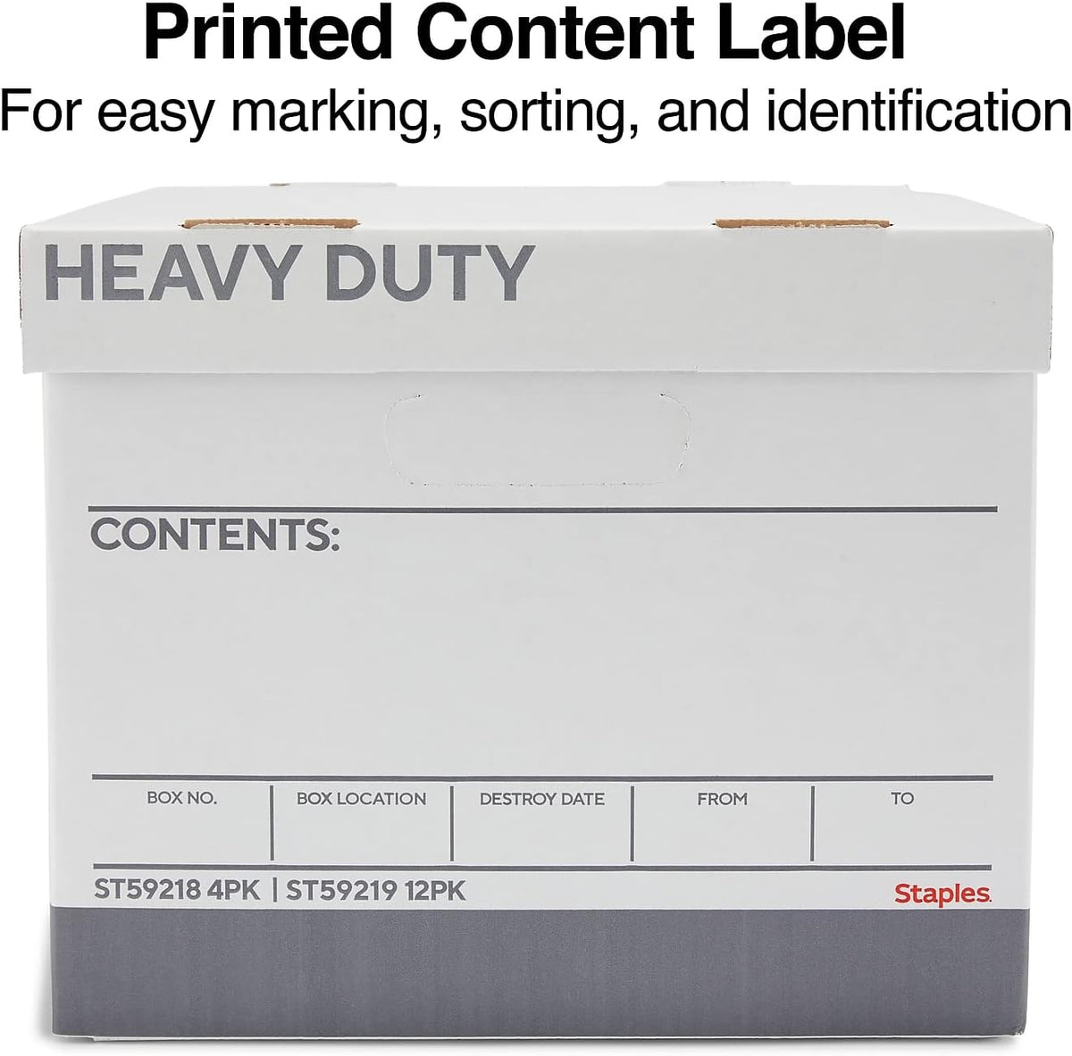 Staples Storage & Filing Box, Heavy-Duty with Handles & Removable Lid, Letter & Legal Size Documents, Stackable, 12-Pack, White/Gray