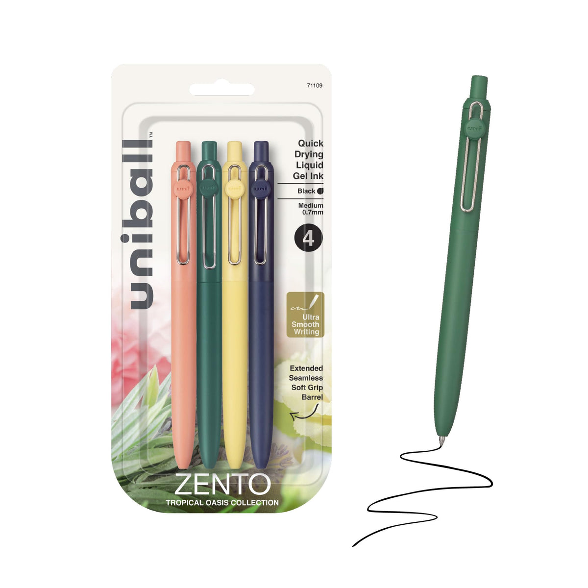 uniball™ Zento Gel Pens, Black Ink, 0.7mm Medium Point, 12 Count