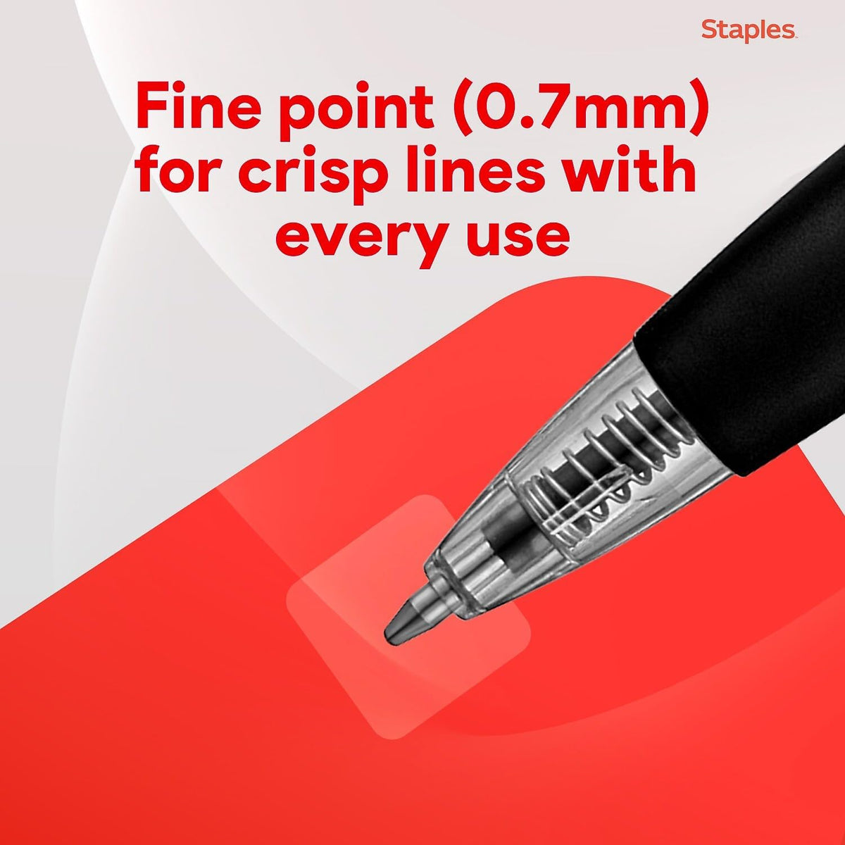 Staples Retractable Ballpoint Pens, Fine Point, Black Ink, 12-Pack