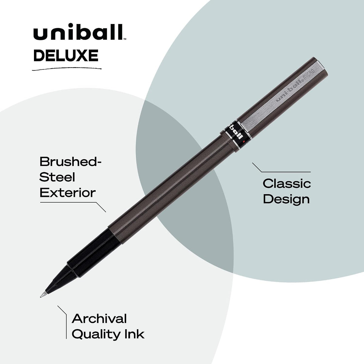 uniball™ Deluxe Rollerball Pens, Micro Point (0.5mm), Black, 3 Pack