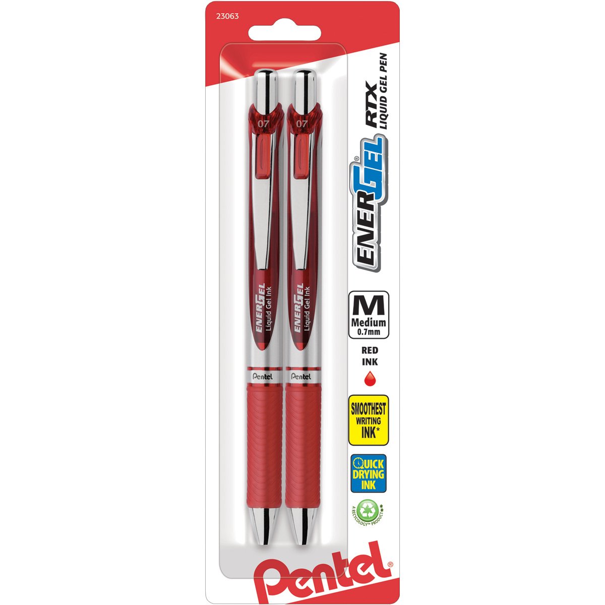 Pentel EnerGel Deluxe RTX Retractable Liquid Gel Pen, 0.7mm, Metal Tip, Blue Ink, 2 Pack (BL77BP2C)