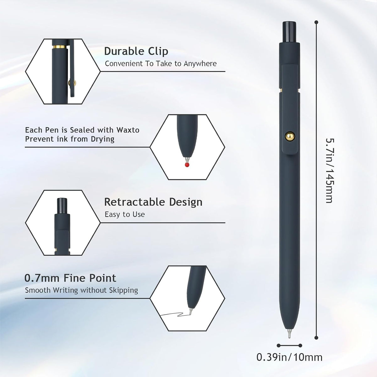 Ddaowanx Gel Pens,6 Pcs 0.7mm Retractable Quick Dry Black Ink Pens
