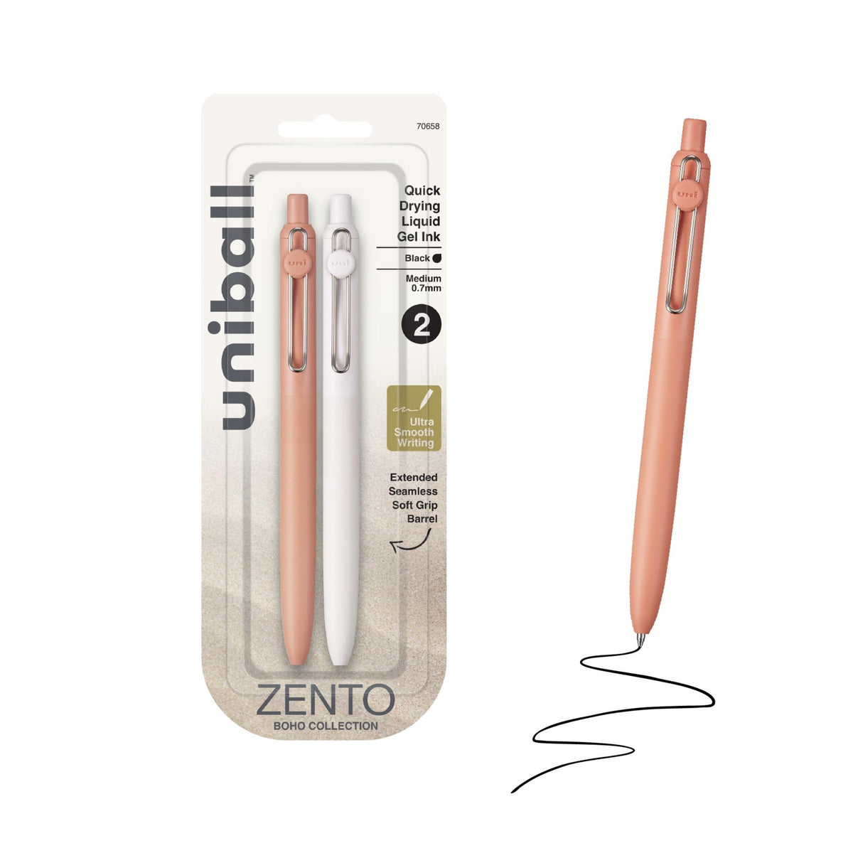 uniball™ Zento Gel Pens, Black Ink, 0.7mm Medium Point, 12 Count