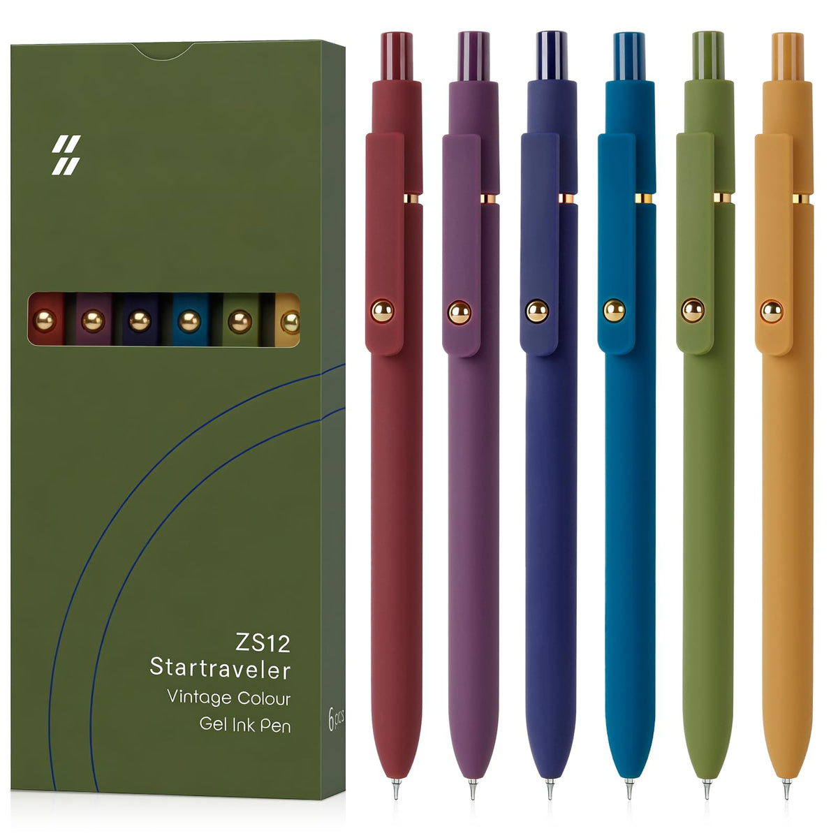 FIOVER Gel Pens 5pcs 0.5mm Quick Dry Black Ink Fine Point Pens