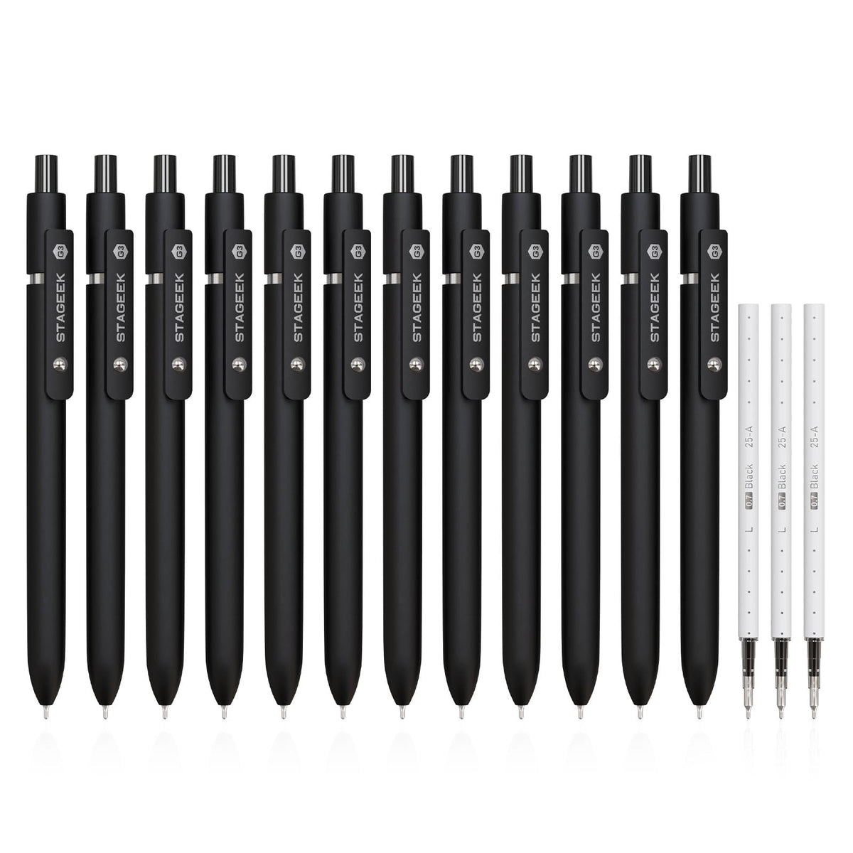 STAGEEK GX3 Black Gel Pens,6Pcs Quick Dry Smooth Writing Pen with 3 Refills