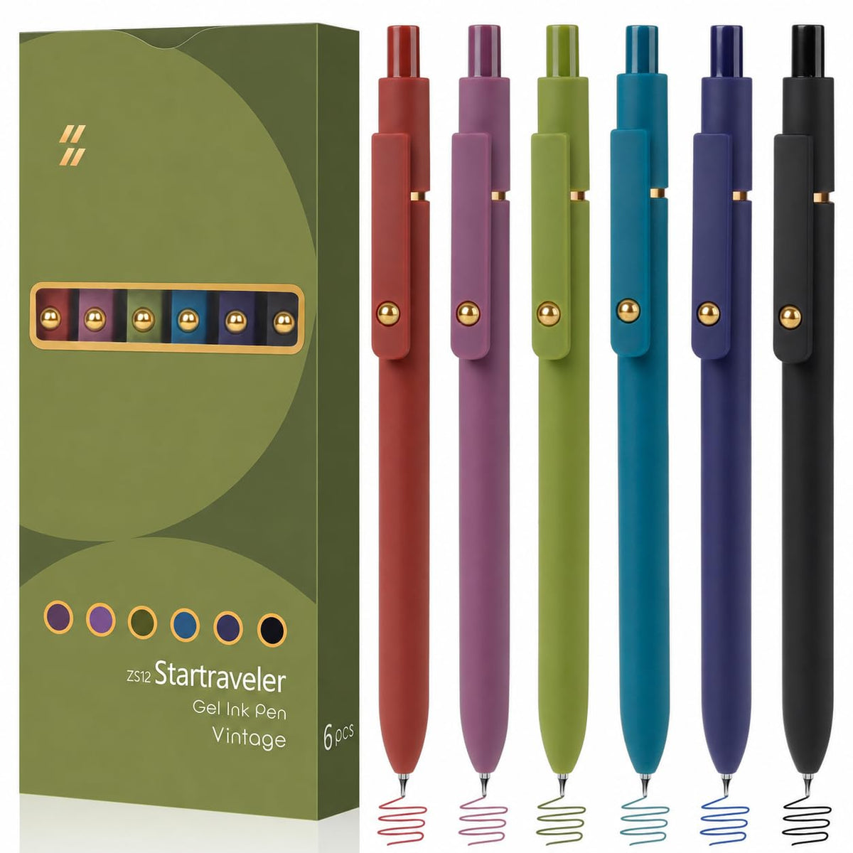 FIOVER Red Gel Pens, 6 Pack 0.7mm Red Colored Pens for Journaling and Notes