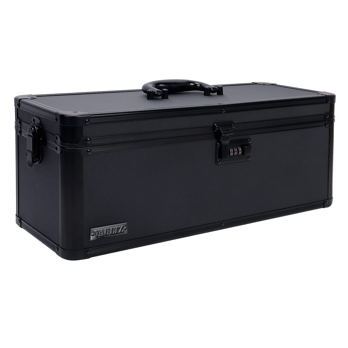 Vaultz Secure Security Lock Boxes - Safe Combination Lock Box, Storage for Documents, Valuables, Medicine & Money - 9.88 x 7.75 x 7 Inch - Black/Chrome